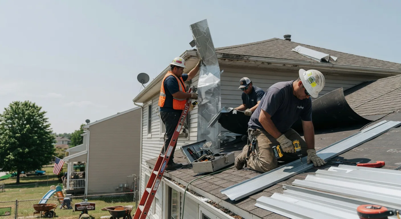 Storm Damage Metal Roof Repair in New Suffolk, NY